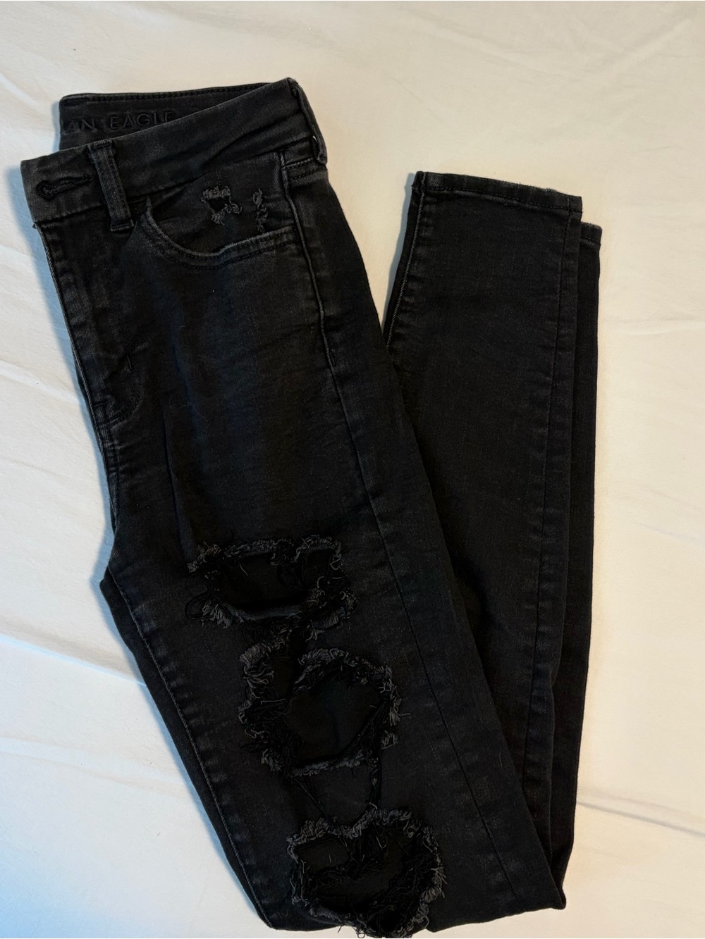 American Eagle Outfitters Black Distressed Skinny Jeans